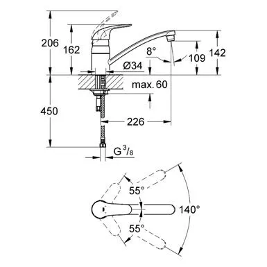 Смеситель для кухни grohe euroeco 32750000